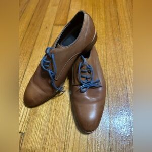 Men’s Blake McKay Oxford Shoes In Cognac Color With Blue Laces Size 9.5 Leather